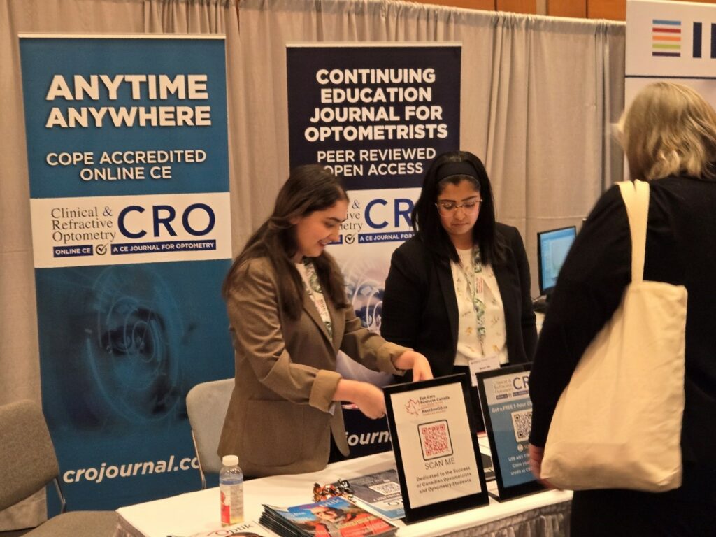 NextGEN OD Student Ambassadors, Sara Baig and Shreya Jain, supported Clinical & Refractive Optometry during the 3-hour trade show.